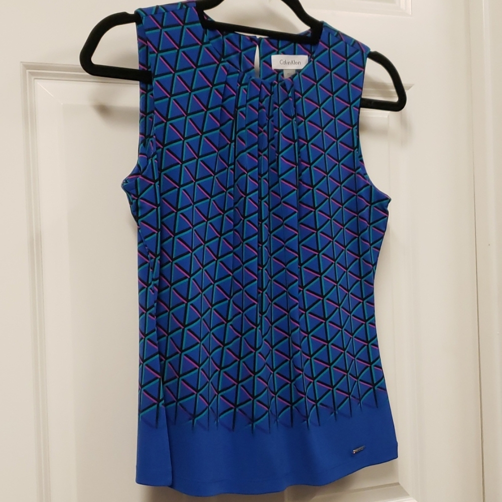 Petite Calvin Klein Geometric blouse Small EUC